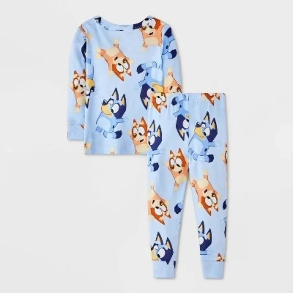 New Bluey & Bingo Snug Fit Cotton Cartoon 4 Piece Kids Pajama Set Size 4T